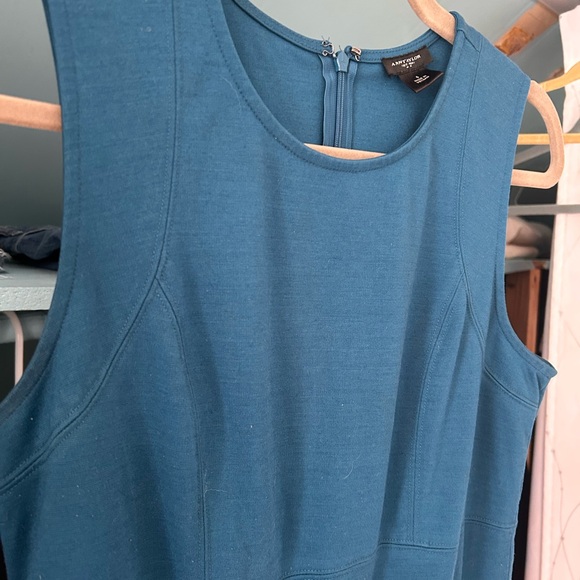 Anne Taylor Women's Blue Knit Sleeveless Dress with Zipper Back and Hook NWOT - Picture 5 of 12